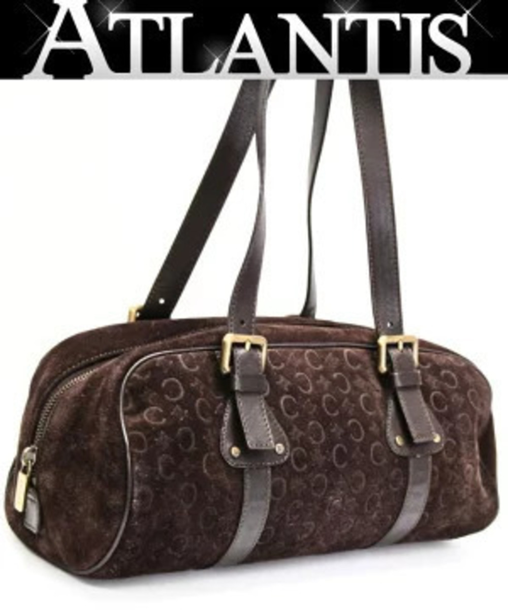 Celine C Macadam Handbag Suede Brown